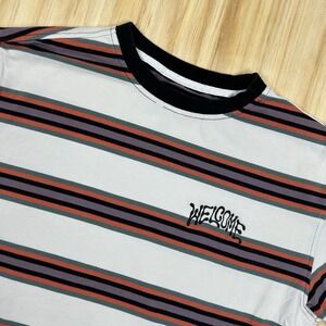 Welcome Skateboards Men's Stripe T Shirt Short Sleeve Size Medium